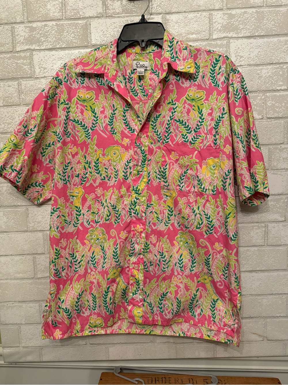 Lilly Pulitzer Pink Tropical Leaf & Floral Button-Up Shirt